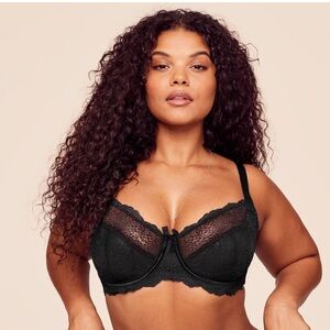 Adore Me Black Lace Hannalee Underwire Bra new 34G